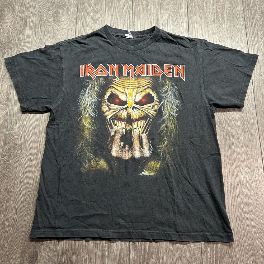 Iron Maiden Eddie Graphic T-Shirt Mens Large Black Y2K Heavy Metal Band Tee